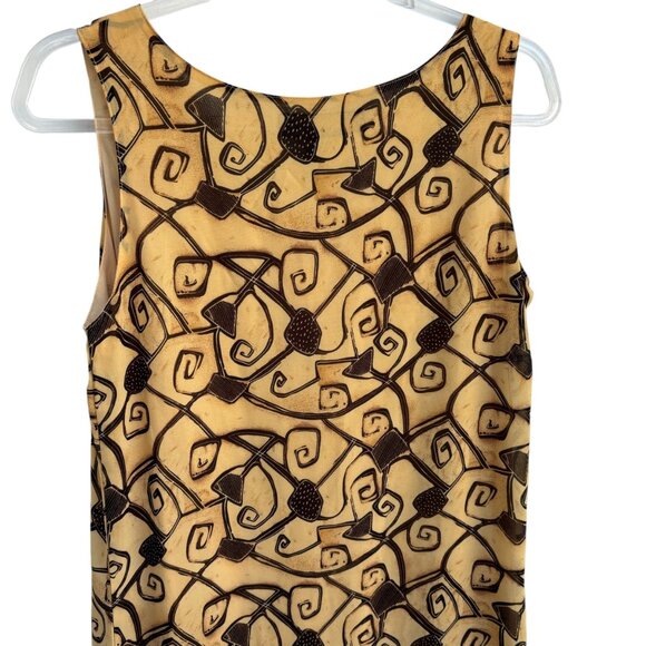 A Wild Thyme Womens Sleeveless Beige & Brown Swirl Print Maxi Dress Size 8P - Picture 6 of 7
